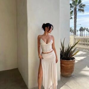 House of CB Antonella Lace-Up Faux Leather Corset